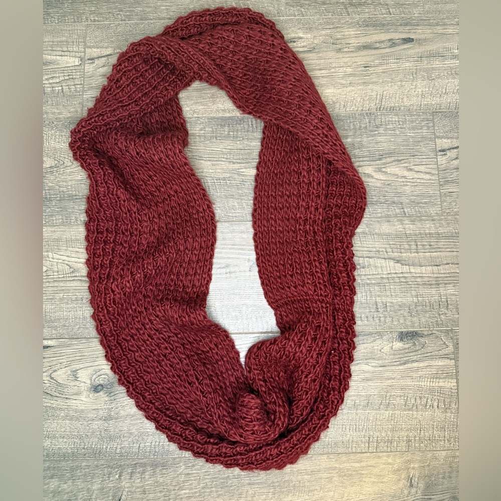 Burgundy Knit Infinity Scarf